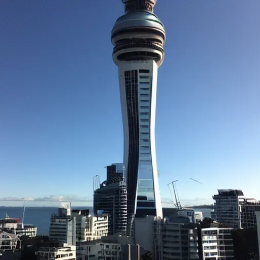 Prompt: auckland sky tower wizard magic