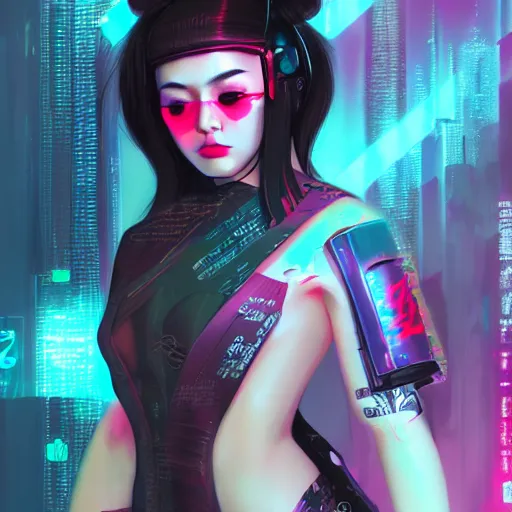 Image similar to a portrait of a cyberpunk geisha sorceress, warcore, sharp focus, detailed, artstation, concept art, 3 d + digital art, wlop style, biopunk, neon colors, futuristic