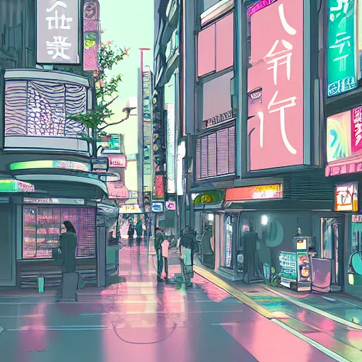Prompt: pastel colored digital art of tokyo, trending on artstation