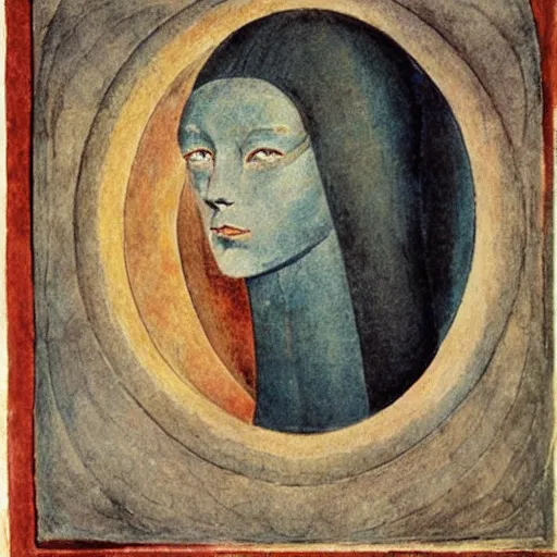 Image similar to a portrait of a female android by william blake