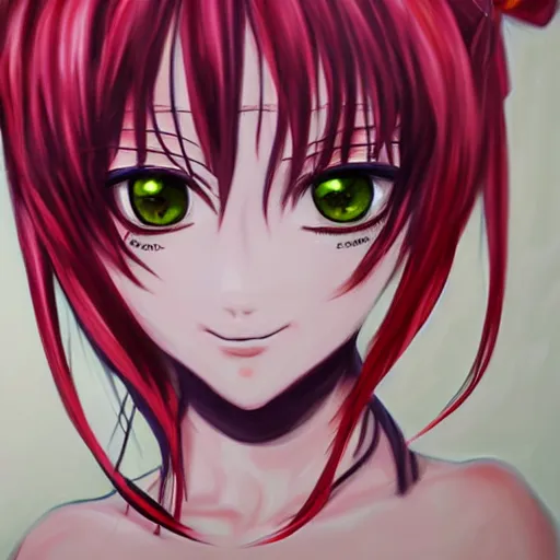 Image similar to realistic painting of Lucy from the anime Elfenlied in the style of RossDraws