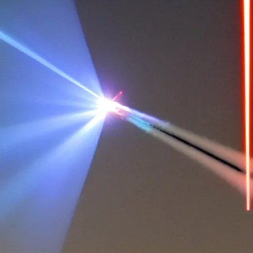 Prompt: a laser beam shoot down a missile