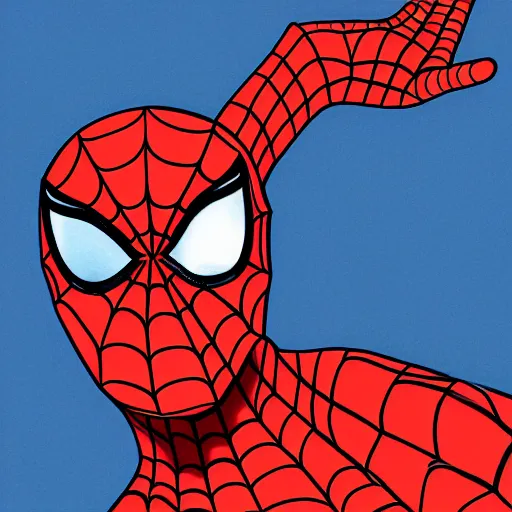 Image similar to portrait of spider man, highly detailed, centered, solid color background, digital painting