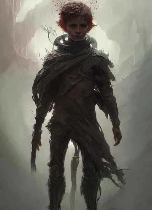 Image similar to fantasy changeling kid revealing his true nature, dim light, front game card, marvel comics, dark, intricate, highly detailed, smooth, artstation, digital illustration by ruan jia and mandy jurgens and artgerm and wayne barlowe and greg rutkowski and zdislav beksinski