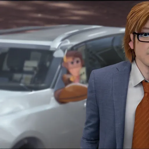 Prompt: link as a shady car salesman tricking an unsuspecting customer, realistic, 4 k, hd.