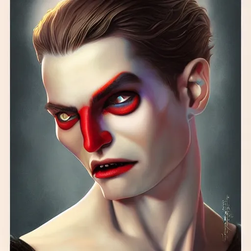 Prompt: lofi vampire Klausc Schwabb demon portrait, digital art, Pixar style, by Tristan Eaton Stanley Artgerm and Tom Bagshaw.