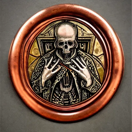 Prompt: steam _ necropolis _ memento _ mori _ gothic _ neo _ - _ gothic _ art _ nouveau _ hyperdetailed _ copper _ patina _ medieval _ icon _ philippe