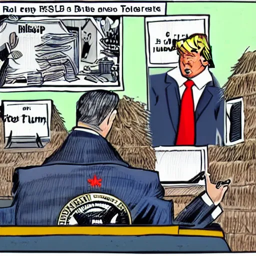 Image similar to political cartoon of Trump's Estate being raided by the IRS