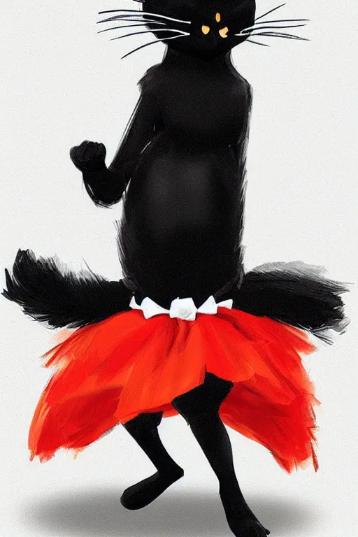 Prompt: Black cat wearing a tutu, funny, trending on artstation