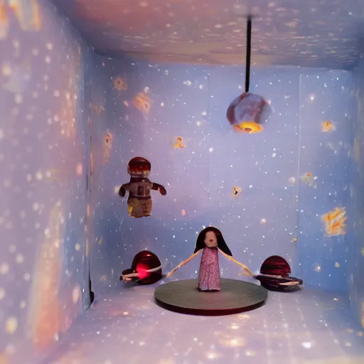 Prompt: Liminal space in outer space, dollhouse