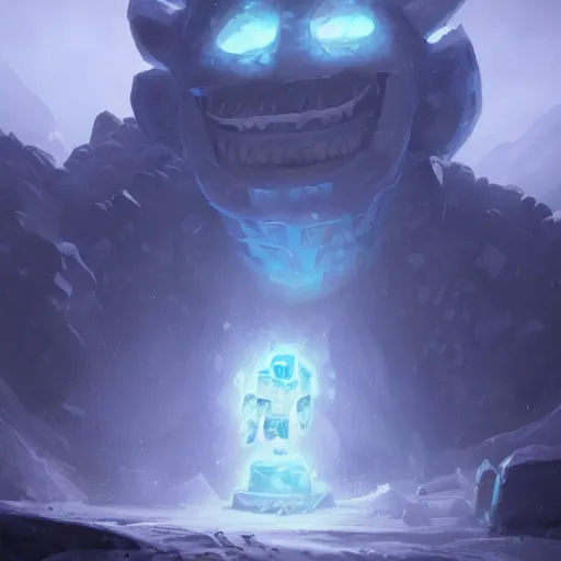 Image similar to ice golem, ice background, epic fantasy style, in the style of Greg Rutkowski, hearthstone artwork