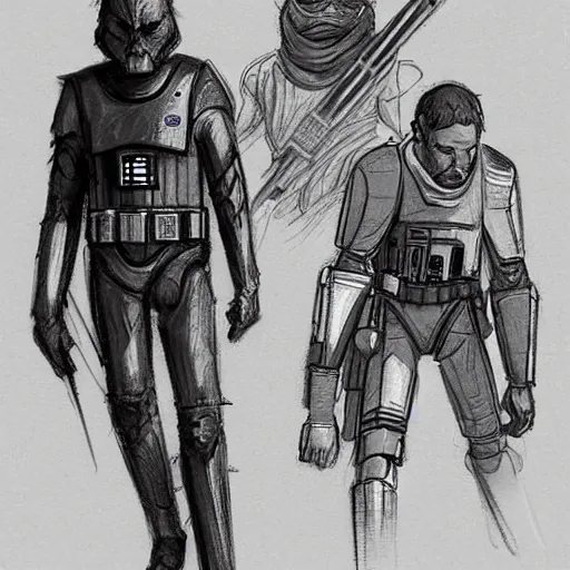 Prompt: ryan church concept art sketch star wars