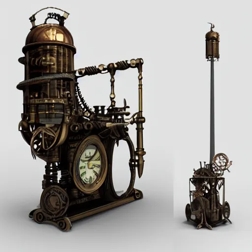 Image similar to steampunk time machine, cinema4d