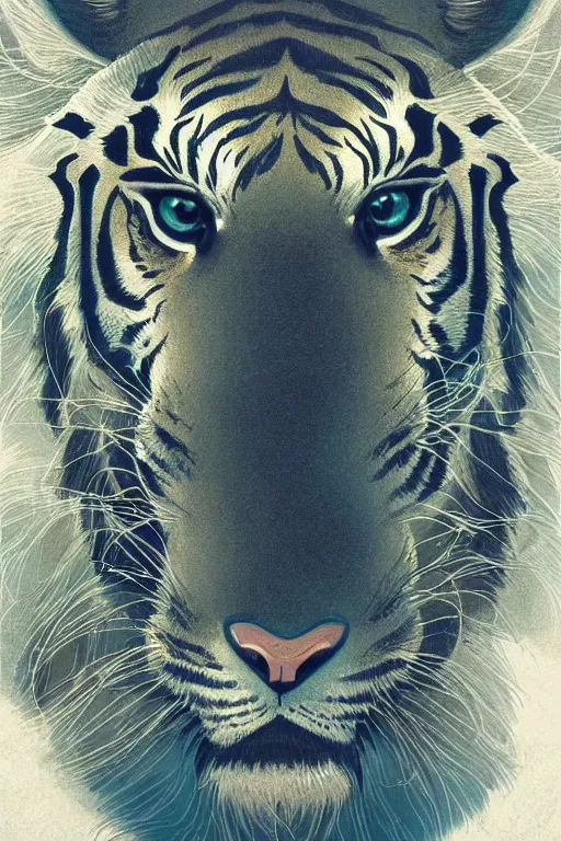 Prompt: a beautiful hyperdetailed illustration of absolutely beautiful tiger head design, from china, solid background, perfectly shaded, atmospheric lighting, style of studio ghibli, makoto shinkai, raphael lacoste, louis comfort tiffany, artgerm, james jean, victo ngai, ross tran, chinese style