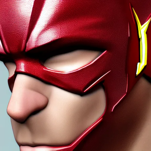 Image similar to close up of The Flash\'s face with lightning, realistic, detailed, 8k