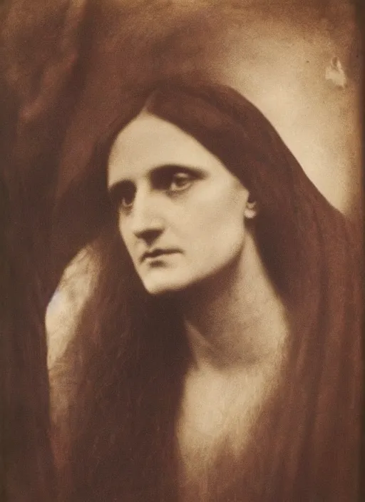 Image similar to beautiful witch circe, art by julia margaret cameron