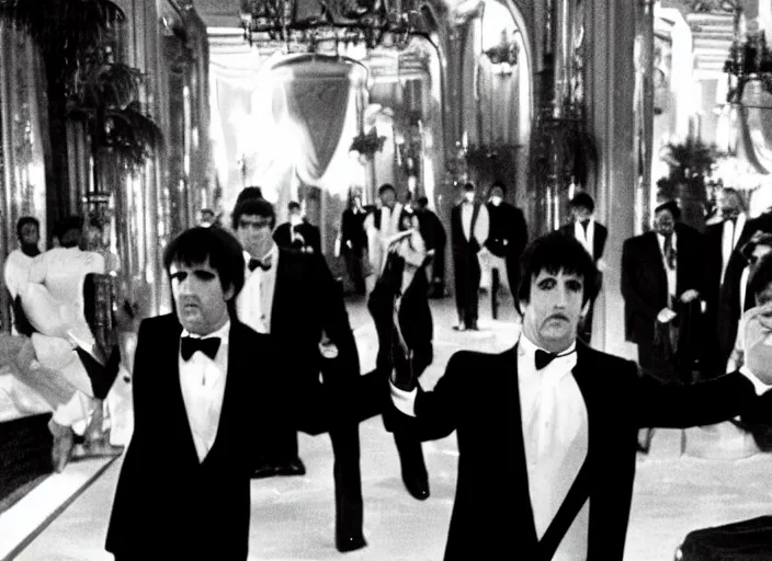 Image similar to cnn breaking news, mar a lago has been violently occupied by tony montana from the film scarface ( 1 9 8 3 )