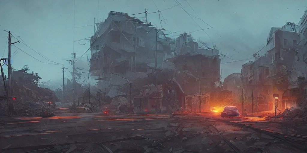 Image similar to earthquake disaster dramatic lighting, cinematic, establishing shot, extremely high detail, photorealistic, cinematic lighting, artstation, by simon stalenhag