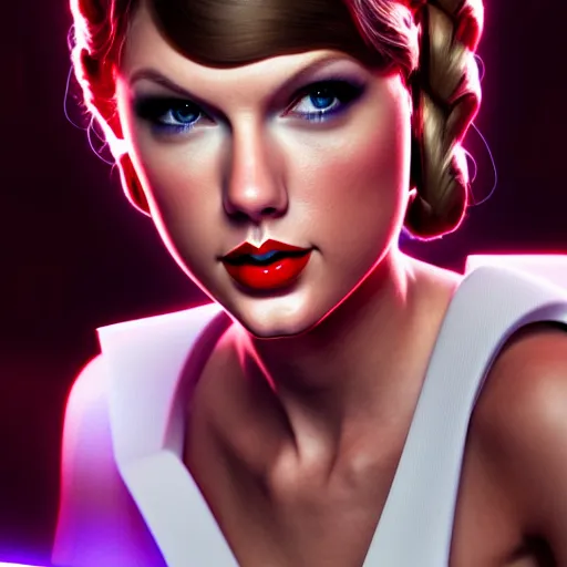 Image similar to Portrait of Taylor Swift as Princess Leia in Star Wars, professional digital painting, smooth, sharp focus, Unreal Engine 5, 8K