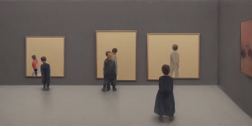 Image similar to an art gallery with pictures in the style of tim eitel