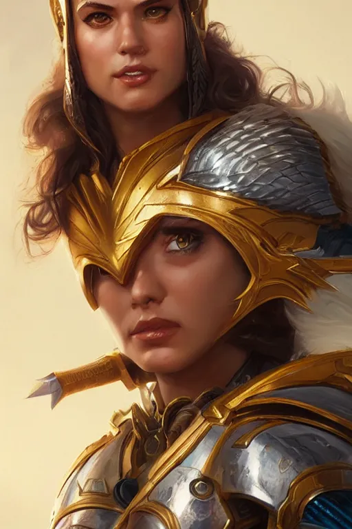 Image similar to amazon valkyrie athena, d & d, fantasy, portrait, highly detailed, headshot, digital painting, trending on artstation, concept art, sharp focus, illustration, art by artgerm and greg rutkowski and magali villeneuve