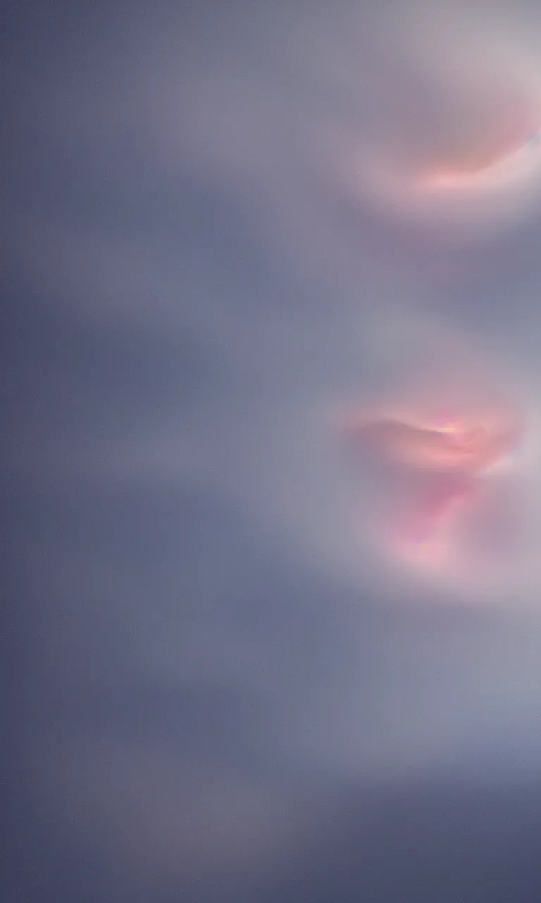 Prompt: aerogel iOS UI concept, floating hologram UI designed by Apple, 140mm f/2.3 sunrise photograph of atmospheric weather trapped inside colloid refraction, roll cloud supercell flowing into a minimalist intake hole, sharpened edges honed to a prismatic sheen, clouds cut apart