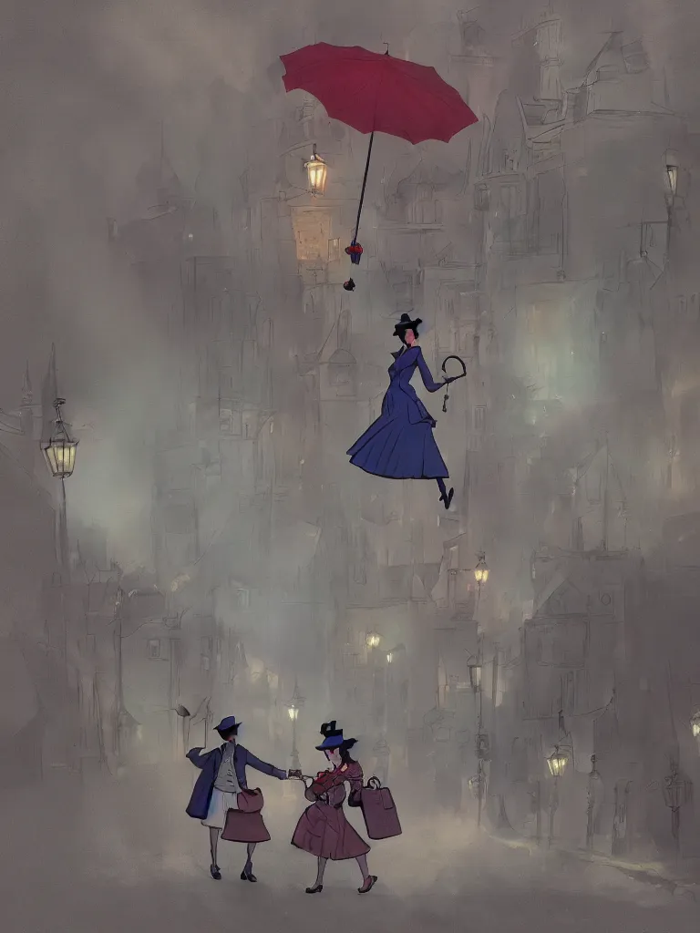 Image similar to mary poppins by disney concept artists, blunt borders, rule of thirds