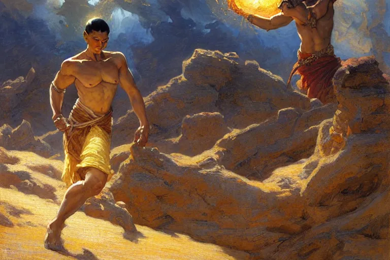 Image similar to earth bender, painting by gaston bussiere, craig mullins, j. c. leyendecker