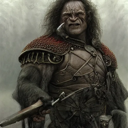 Image similar to vladimir putin, lord of the rings orcs leader, macabre by donato giancola and greg rutkowski and wayne barlow and zdzisław beksinski, realistic face, digital art