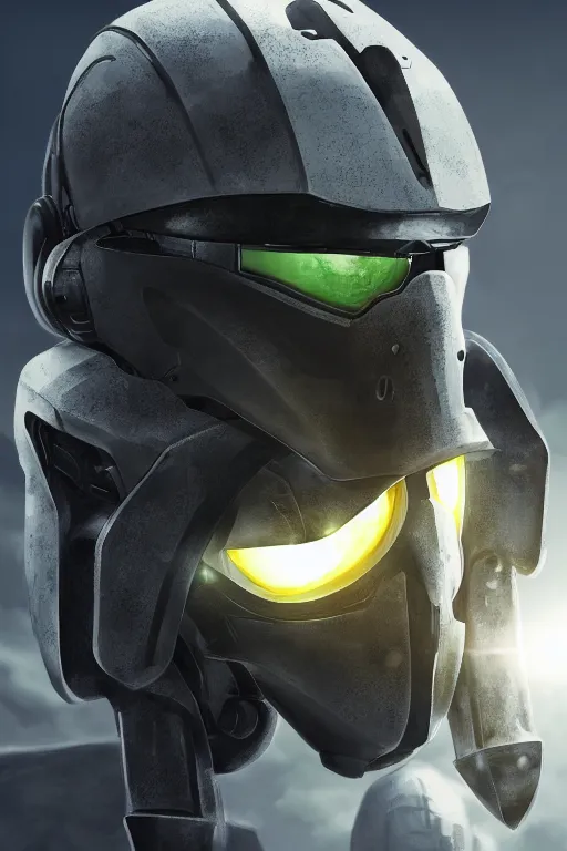 Image similar to robot ninja mask helmet halo master chief radiating a glowing aura global illumination ray tracing hdr fanart arstation by ian pesty and katarzyna da „ bek - chmiel