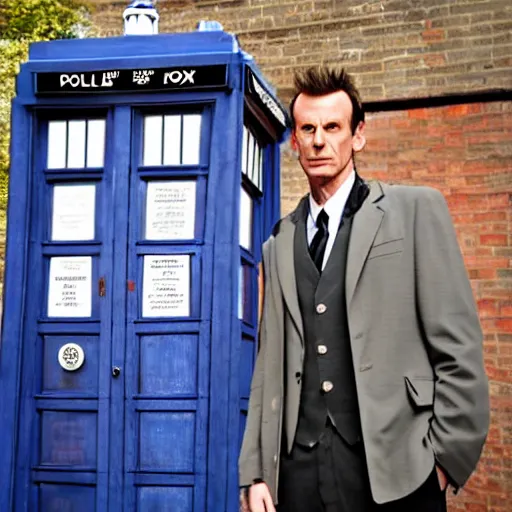 Image similar to image of 10th doctor and tardis