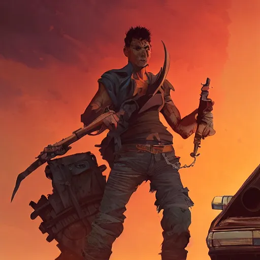 Image similar to hero world mad max, behance hd by jesper ejsing, by rhads, makoto shinkai and lois van baarle, ilya kuvshinov, rossdraws global illumination