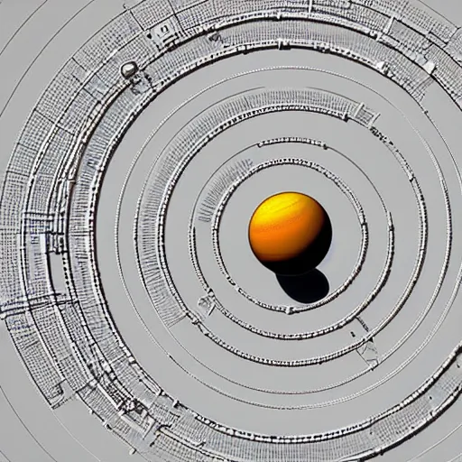 Image similar to realistic solar system, top view, intricate details