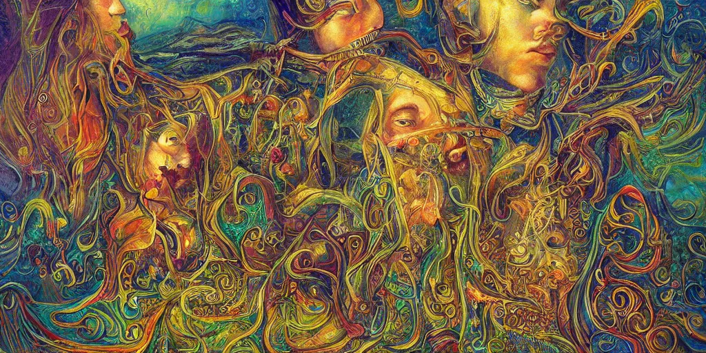 Prompt: a high detailed painting with many textures and of the lord of the rings mystic psychedelia, surrealism, magical realism bizarre art