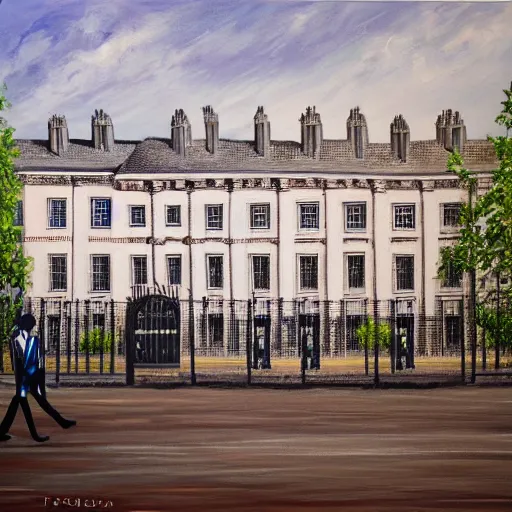 Prompt: A painting of ten downing street 2080, 4k Ultra HD
