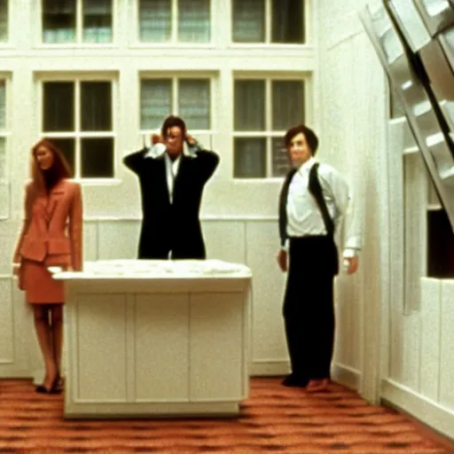 Prompt: the american psycho by wes anderson, cinematic still