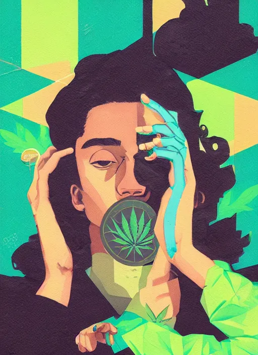 Prompt: profile picture by sachin teng x ofwgkta, marijuana, organic painting, asymmetrical, green, marijuana smoke, matte paint, hard edges, energetic