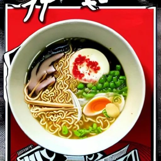 Image similar to Bowl of ramen in the style of a comic book