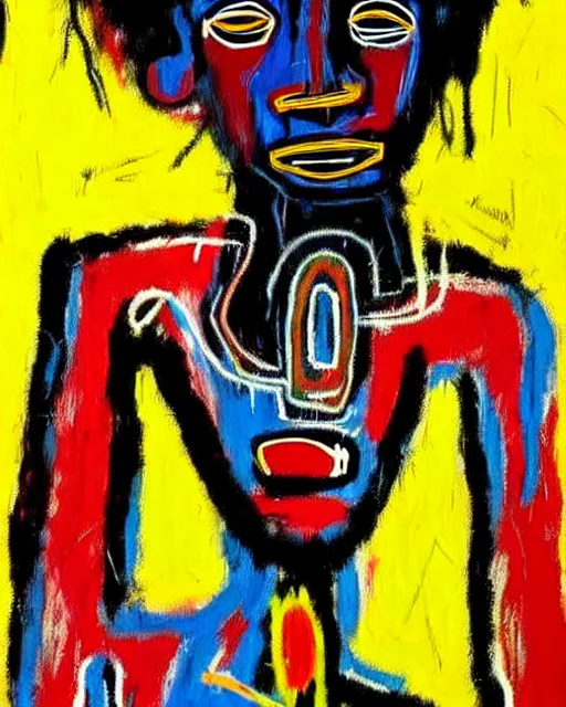 Prompt: stunning realistic portrait painting of a african dolls by jean - michel basquiat