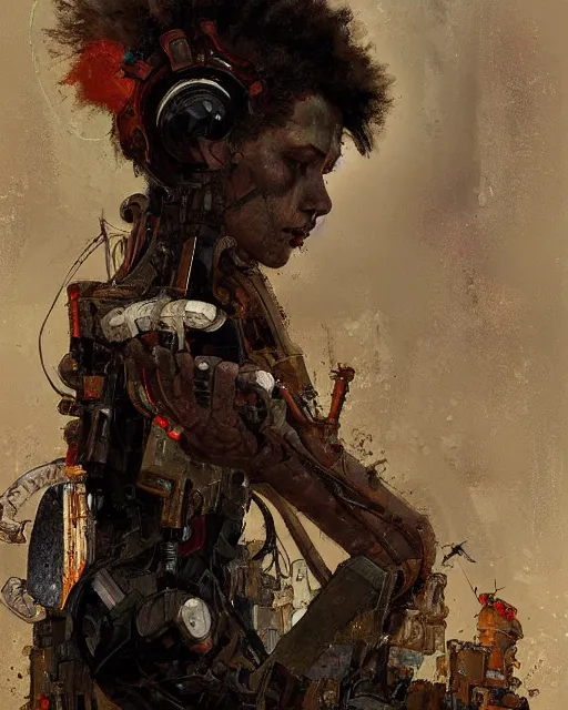 Prompt: portrait of a cyborg shaman by greg rutkowski in the style of egon schiele