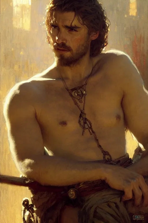 Image similar to attractive man, game of thrones, painting by gaston bussiere, craig mullins, greg rutkowski, alphonse mucha