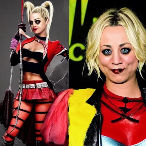 Image similar to Kaley Cuoco as Harley Quinn