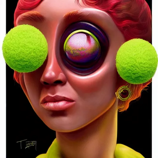 Image similar to Lofi vaporwave portrait tennis ball monster, Pixar style, Tristan Eaton, Stanley Artgerm, Tom Bagshaw