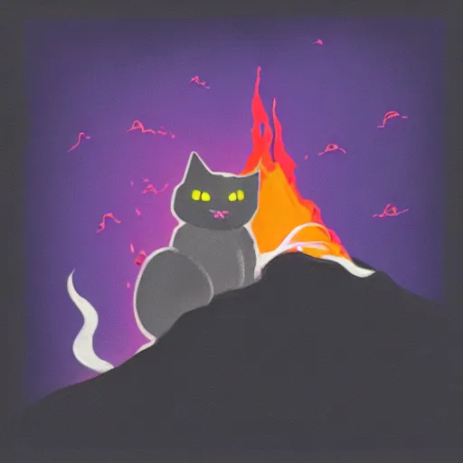 Prompt: evil volcano cat - n 9 - g