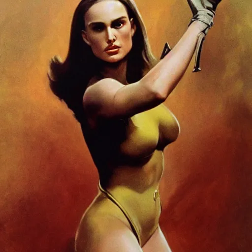 Image similar to Natalie Portman by Frank Frazetta