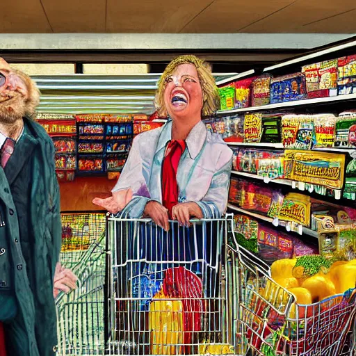 Image similar to photograph, realistic, detailed, beautiful. steve mccully. i took her to a supermarket i don't know why but i had to start it somewhere so it started there i said pretend you've got no money she just laughed and said oh you're so funny