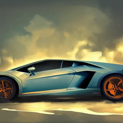 Prompt: lamborghini digital art in the style of greg rutkowski and craig mullins, 4 k