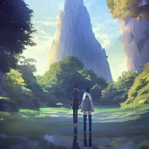 Image similar to a portal to the multiverse by makoto shinkai, highly detailed, trending on artstation