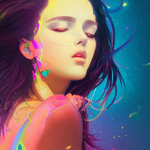 Image similar to young woman, gorgeous face, vaporwave aesthetic, synthwave, colorful, psychedelic, broken, shattered, beaten, sadness, crying, tears, artstation, concept art, smooth, extremely sharp detail, finely tuned detail, 8 k, ultra sharp focus, illustration, art by artgerm and greg rutkowski and alphonse mucha