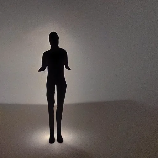 Image similar to coloured atmospheric 2 0 0 0 digital photo of a realistic wraith transparent smoky figure in a interior of living room flashlight light